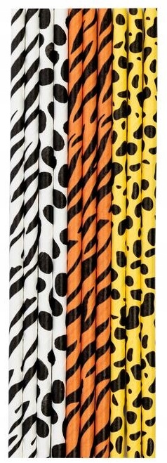 SŁOMKI PAPIEROWE ZWIERZĄTKA ZOO SAFARI PARTY 10SZT