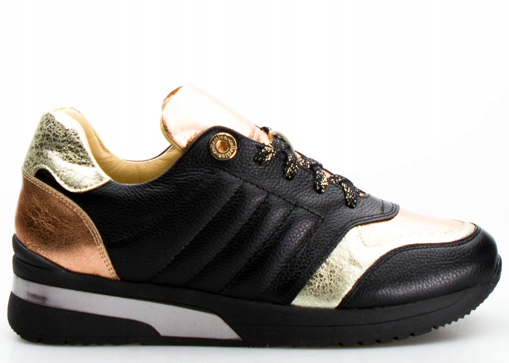 

Czarne Sneakersy Koturny Połyskujące Wstawki 39