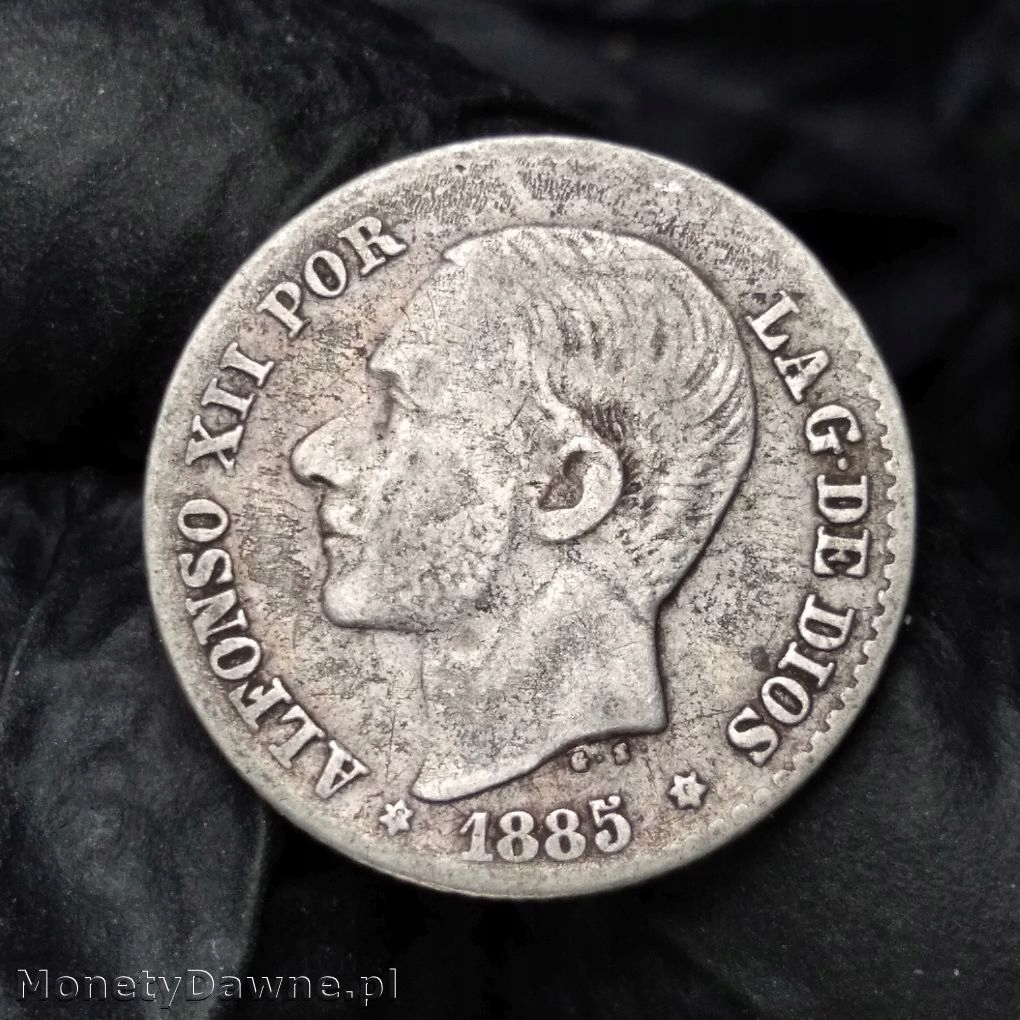 50 centimos 1885, Alfons XII, Hiszpania
