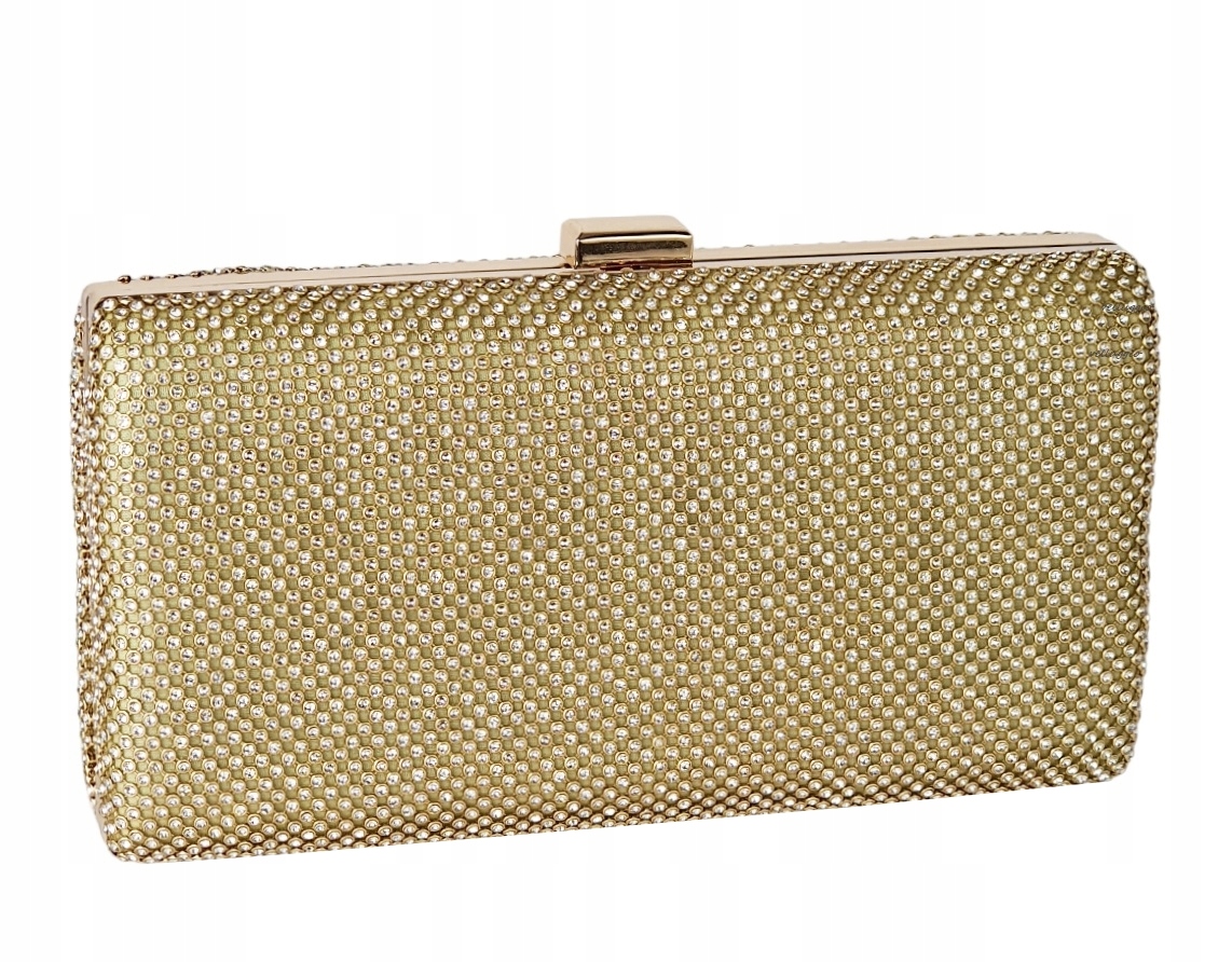 KOPERTÓWKA TOREBKA DAMSKA WIECZOROWA NA WESELE ŁAŃCUSZEK CYRKONIE ZŁOTO Marka Velluggio