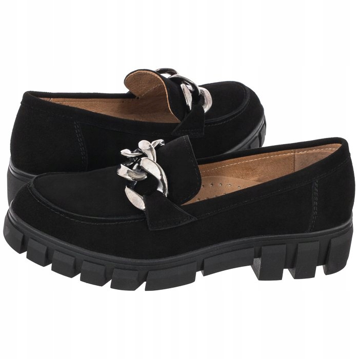 Dámské kožené boty Mokasíny Nessi černé 21085