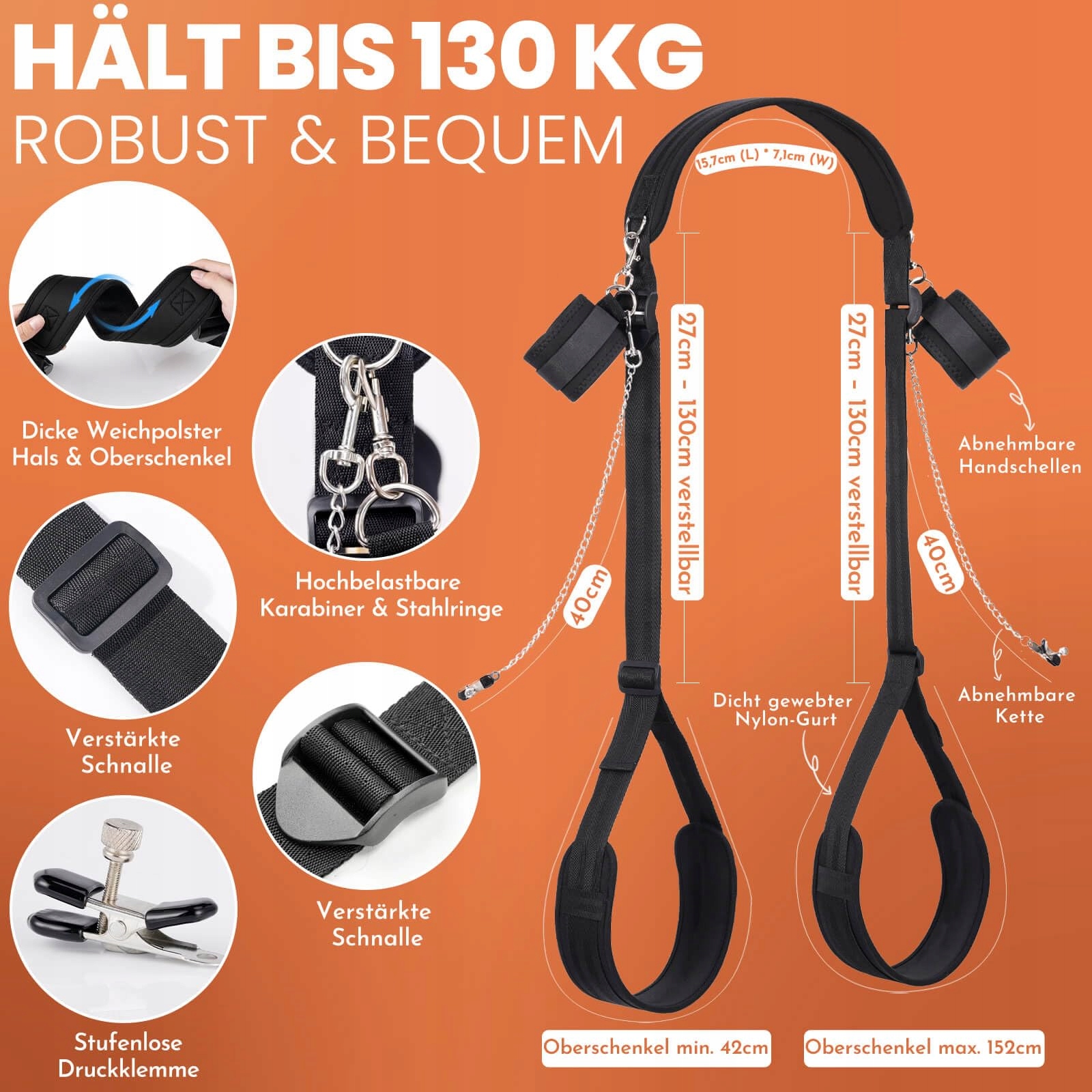 BDSM Zestaw Bondage Dla Par Kajdanki Opaski Na Uda Zaciski Na Sutki — miniatura 2
