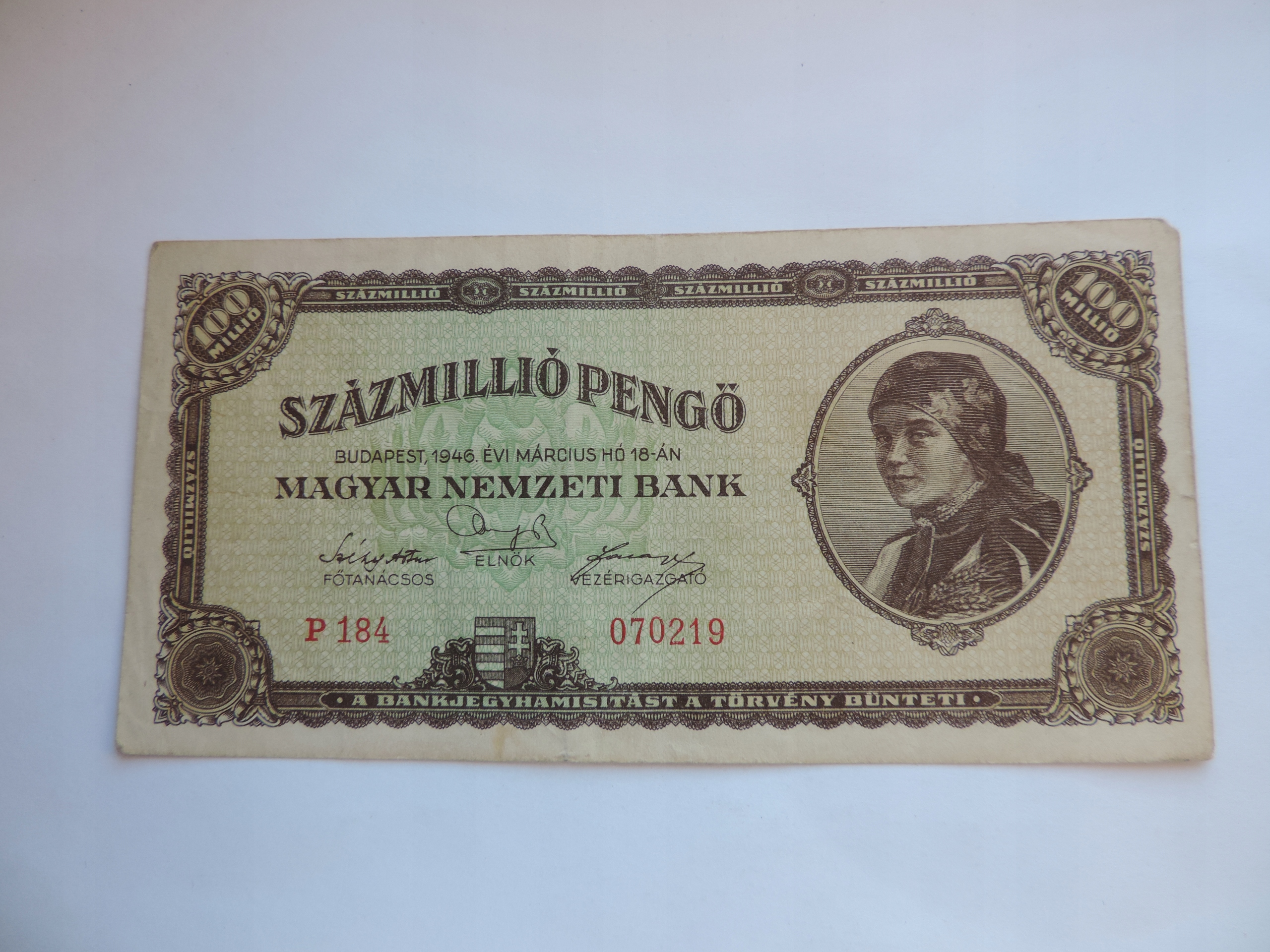 WĘGRY 100 000 000 PENGO 1946