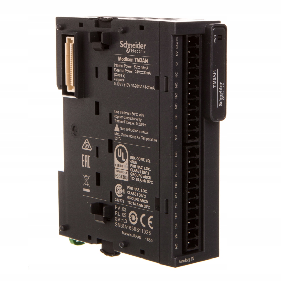 Schneider Modul Analogových Vstupů 4xAI Proud/napětí Šroubové Svorky TM3AI4