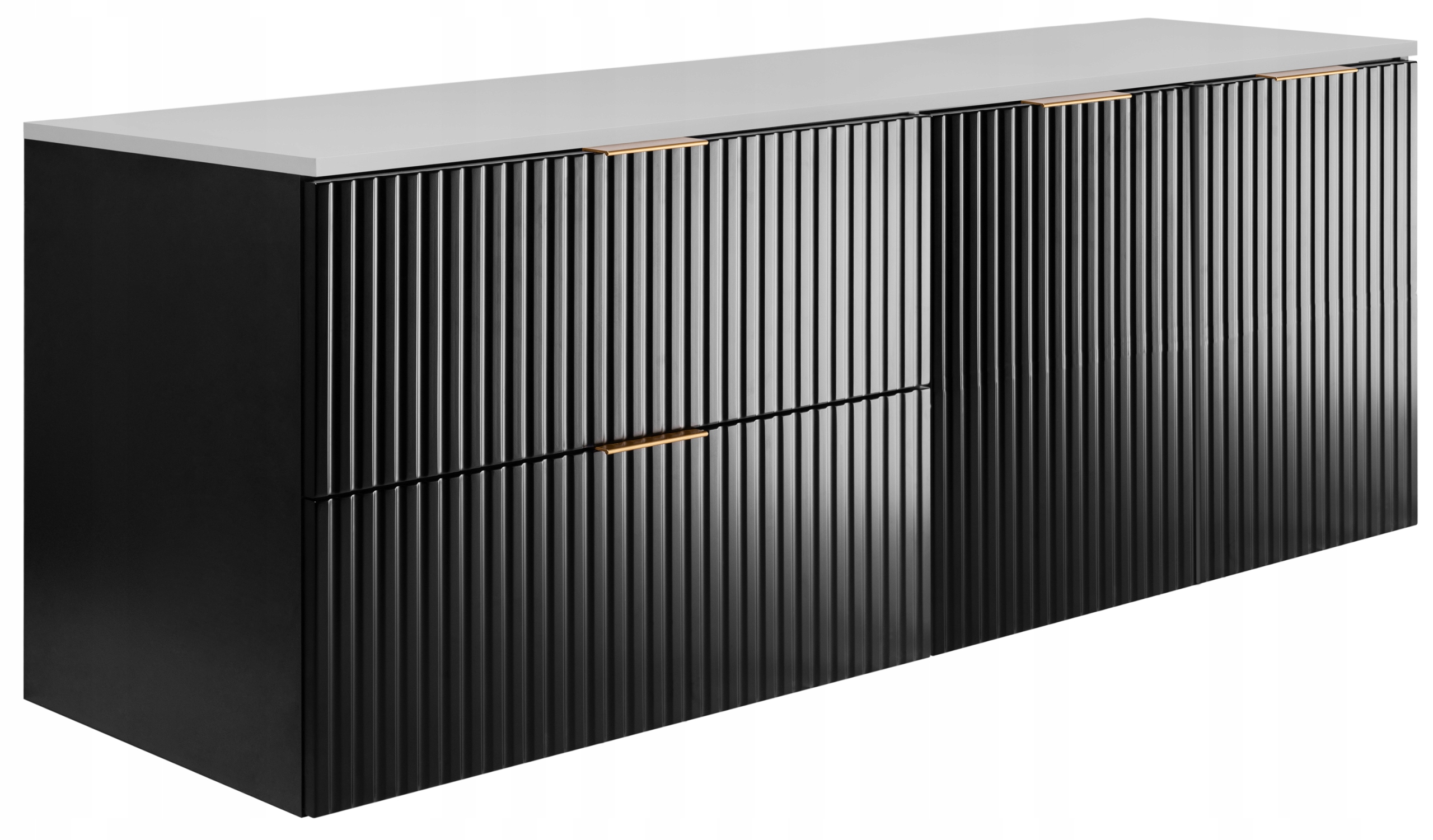 Koupelnová skříňka pod umyvadlo 160 Černá Bílá cm Rýhovaná čela Mdf