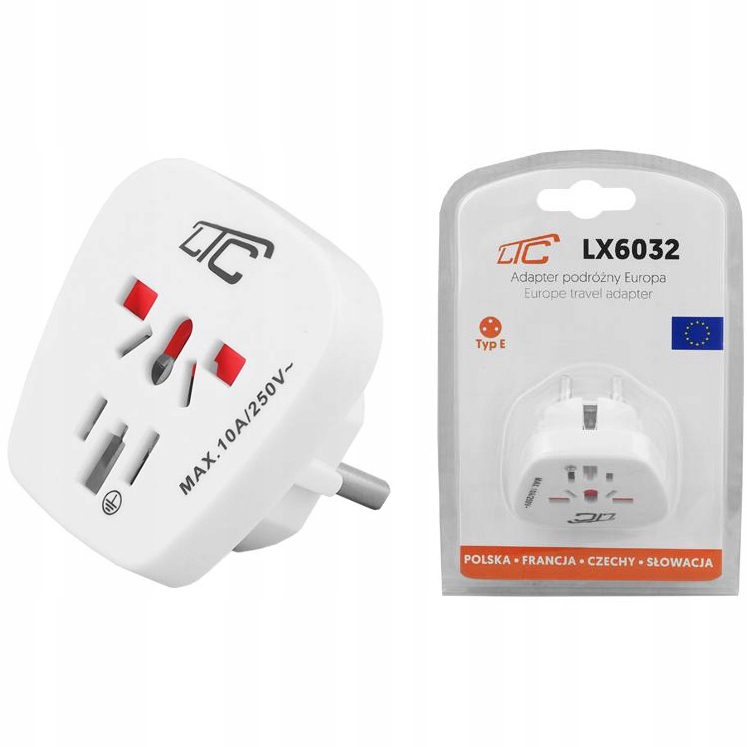 ADAPTER GNIAZDO PODRÓŻNE WTYCZKA EUROPA EU LTC