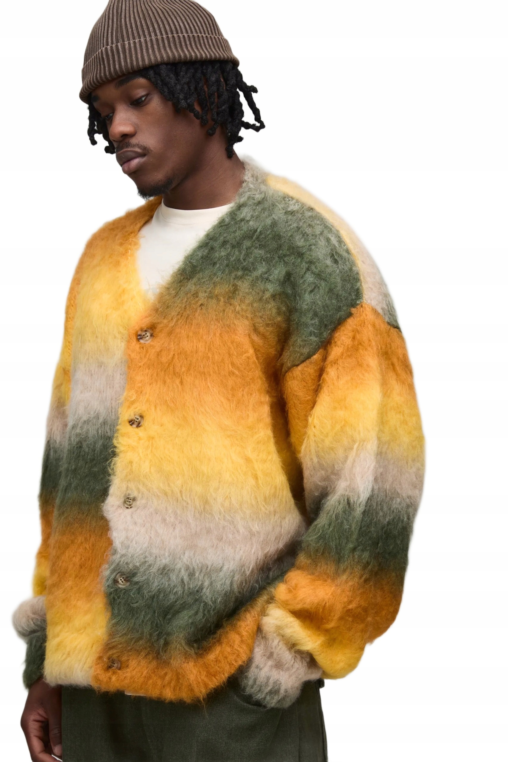 Boohooman Pánský Vícebarevný Svetr Se Zapínáním Na Knoflíky XL Z3A