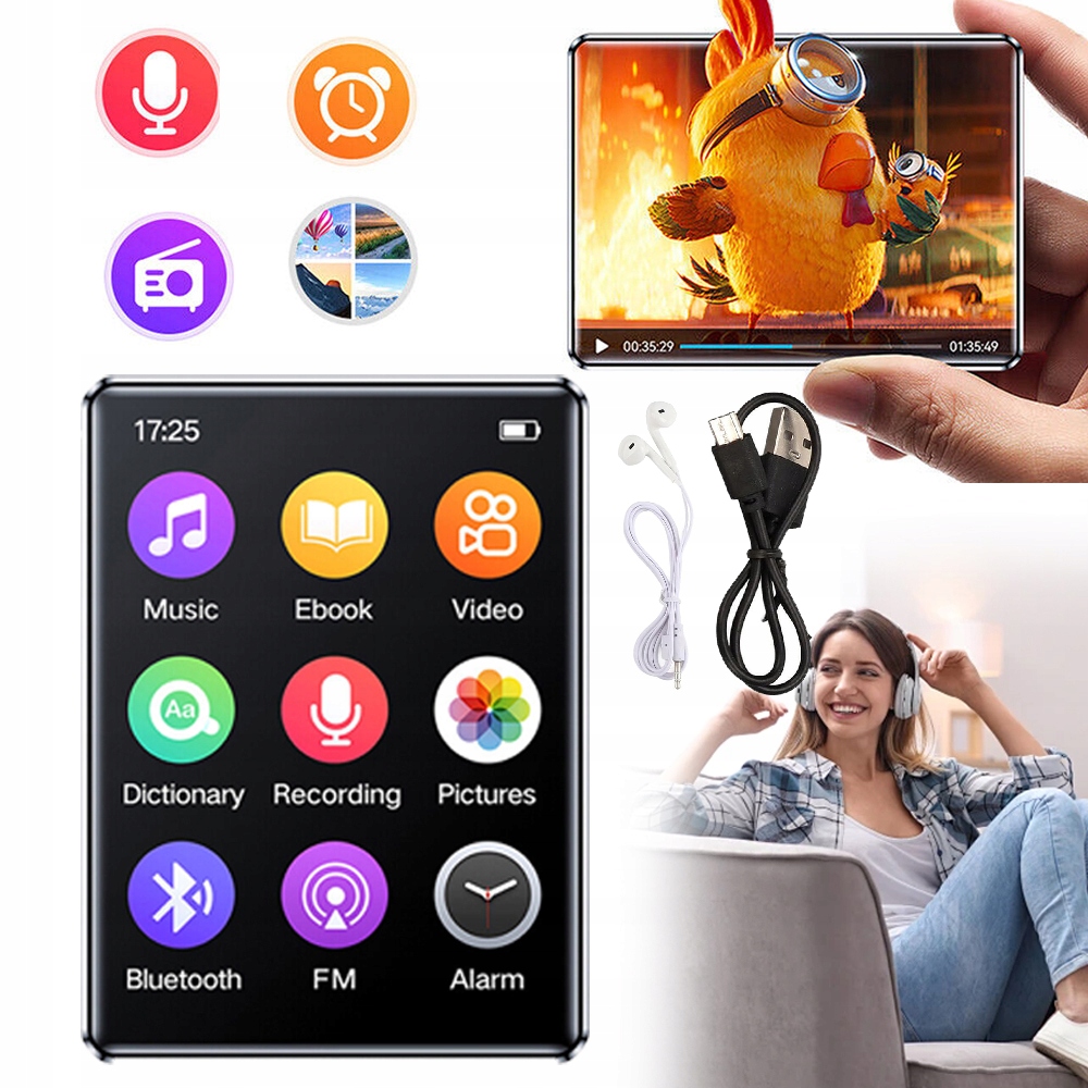 MP3 přehrávač s Bluetooth 5.0, MP4 přehrávač s Hd reproduktorem, přenosný