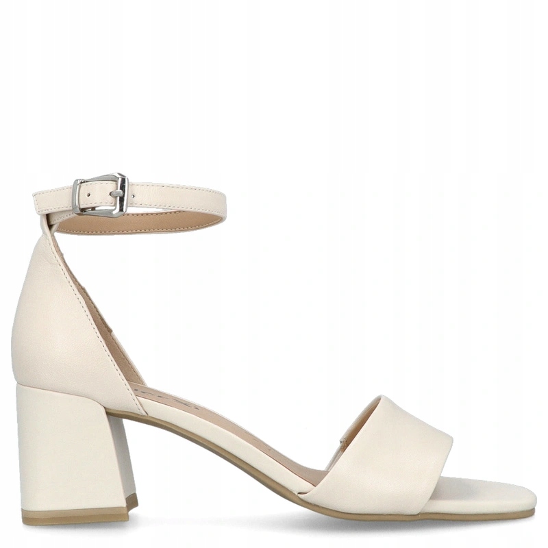 Kožené sandály na podpatku Caprice 9-28303-46 Krémové 38