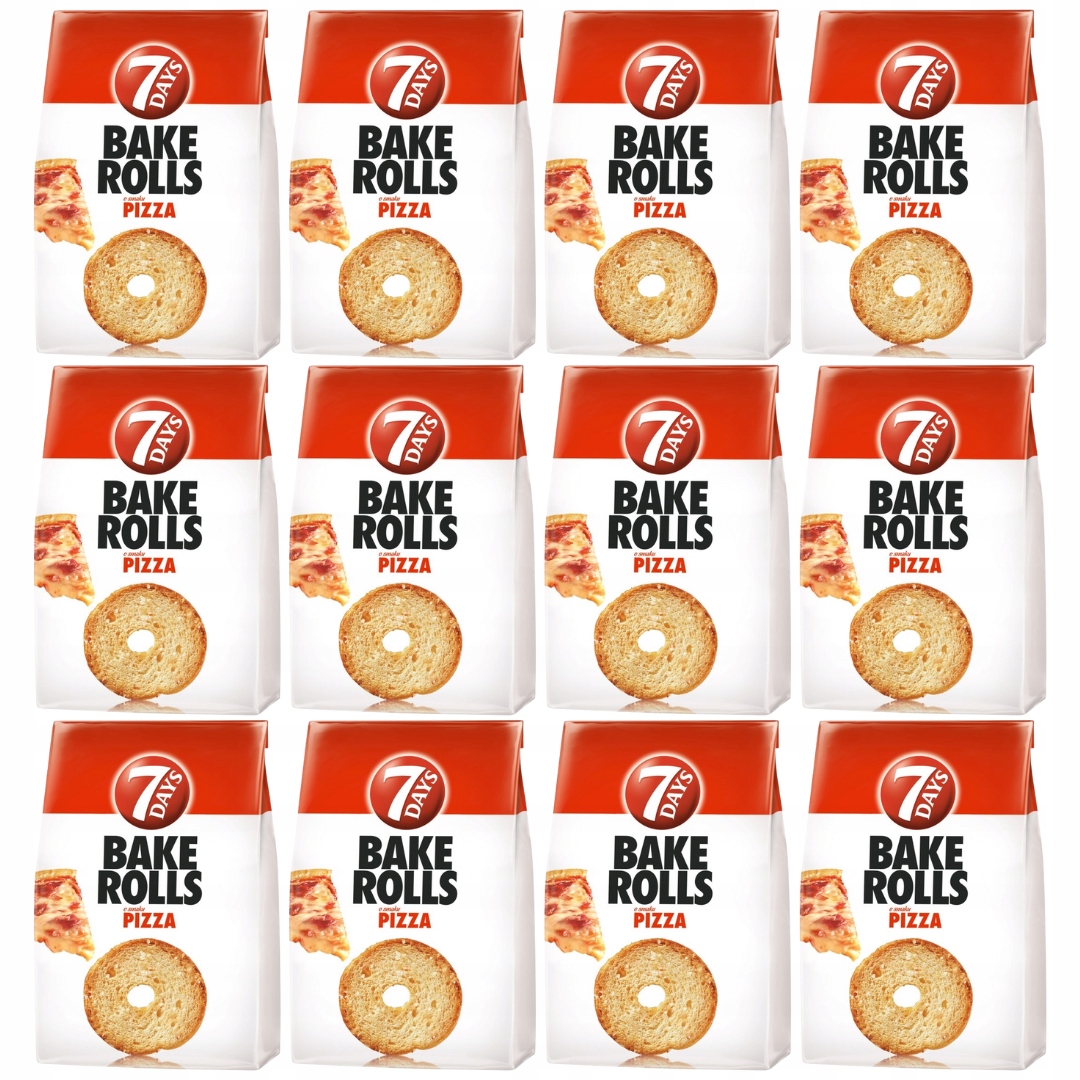 7 Days Bake Rolls Chlebové křupky s příchutí pizzy 150 g x 12 kusů