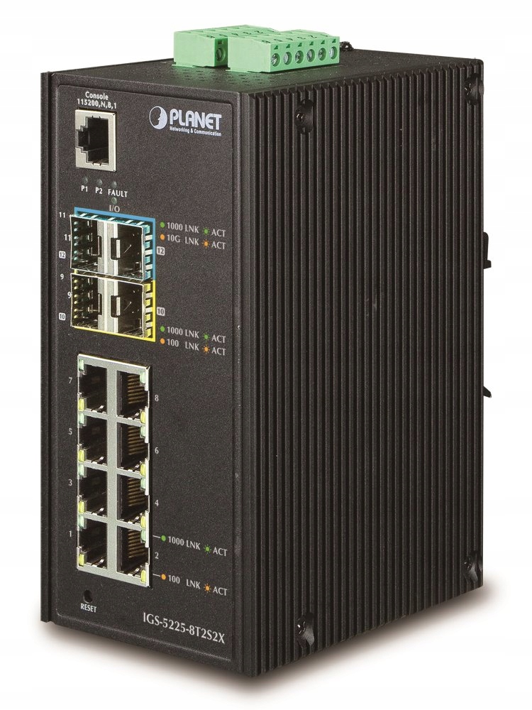 Planet IGS-5225-8T2S2X Priemyselný Switch 8x 10/100 1000T, 2x 100 1000X