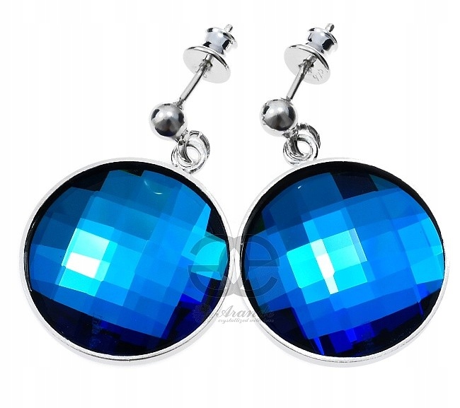 Krásné krystaly Náušnice Bermuda Blue Stříbro