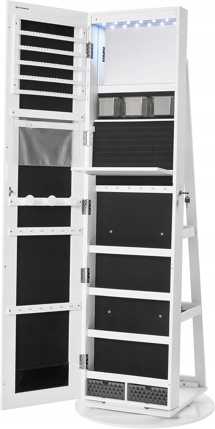 Otočná šperkovnica so zrkadlom Empusa biela