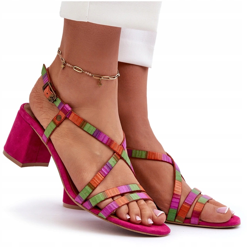 Semišové Sandály Na Nízkém Podpatku Maciejka 06653-15 Fuchsiová 41