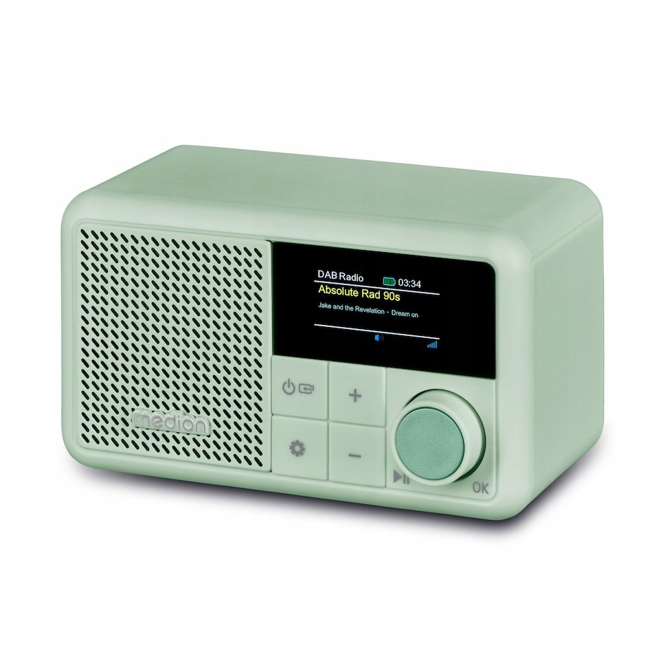 Małe przenośne radio akumulatorowe Led Dab+,fm Medion, Bluetooth, zielone