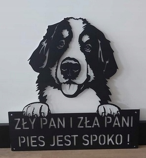Tabulka na branku oplocení výstražná zábavná Bernský pes