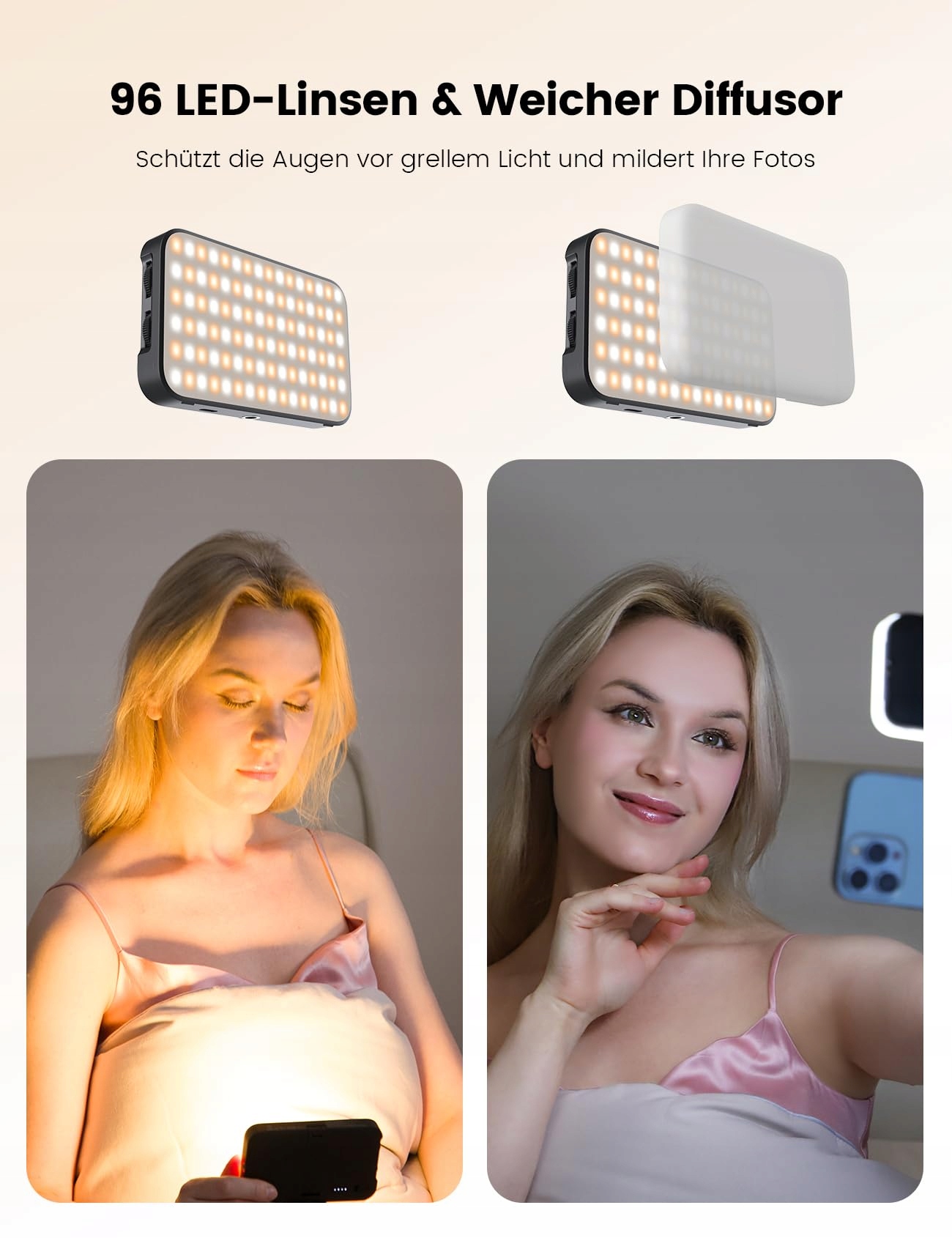 ANXRE Lampa Selfie LED Z Dyfuzorem Do Telefonu i Laptopa — miniatura 3