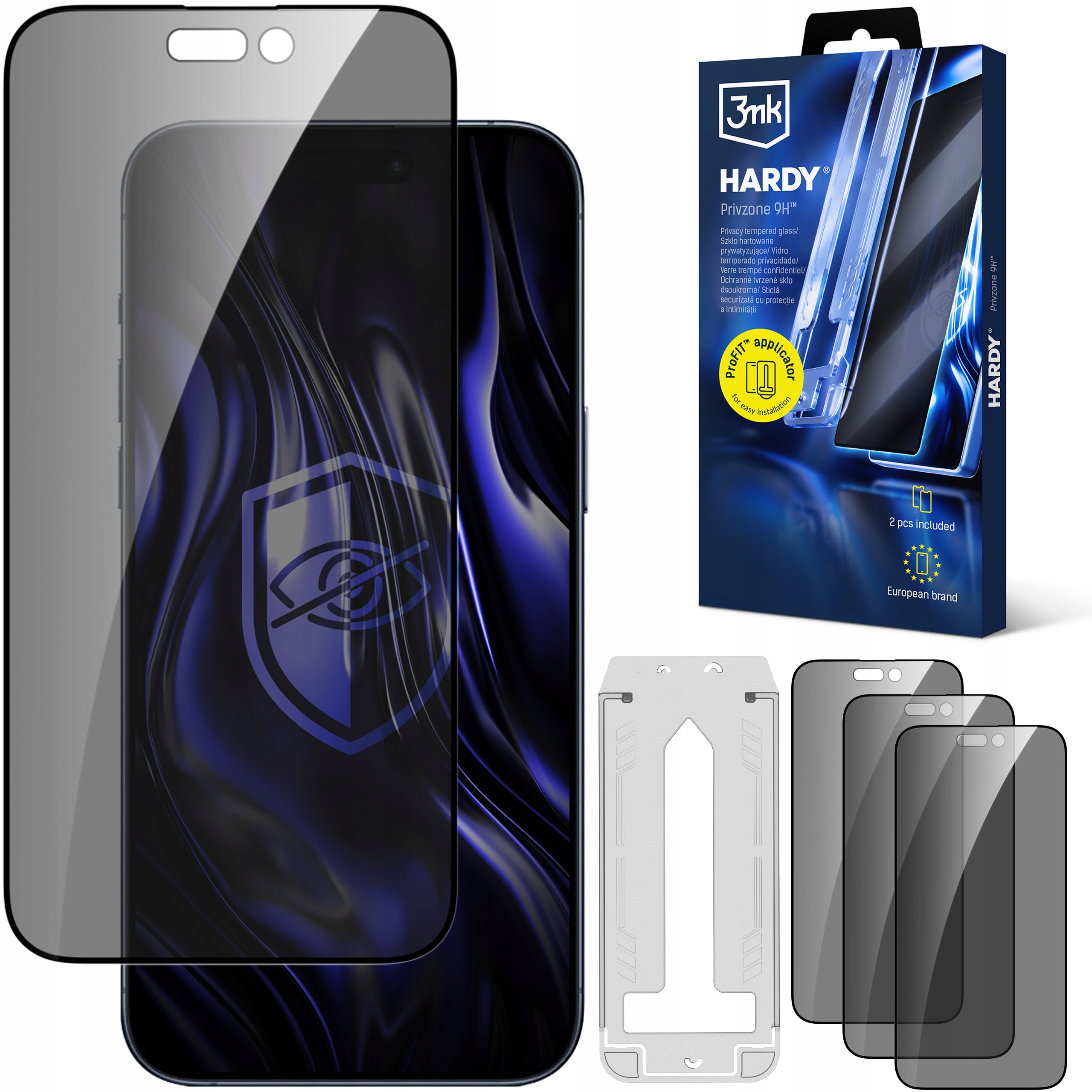 4x Szkło hartowane prywatyzujące 9H 3mk Hardy na ekran do iPhone 15 Pro Max