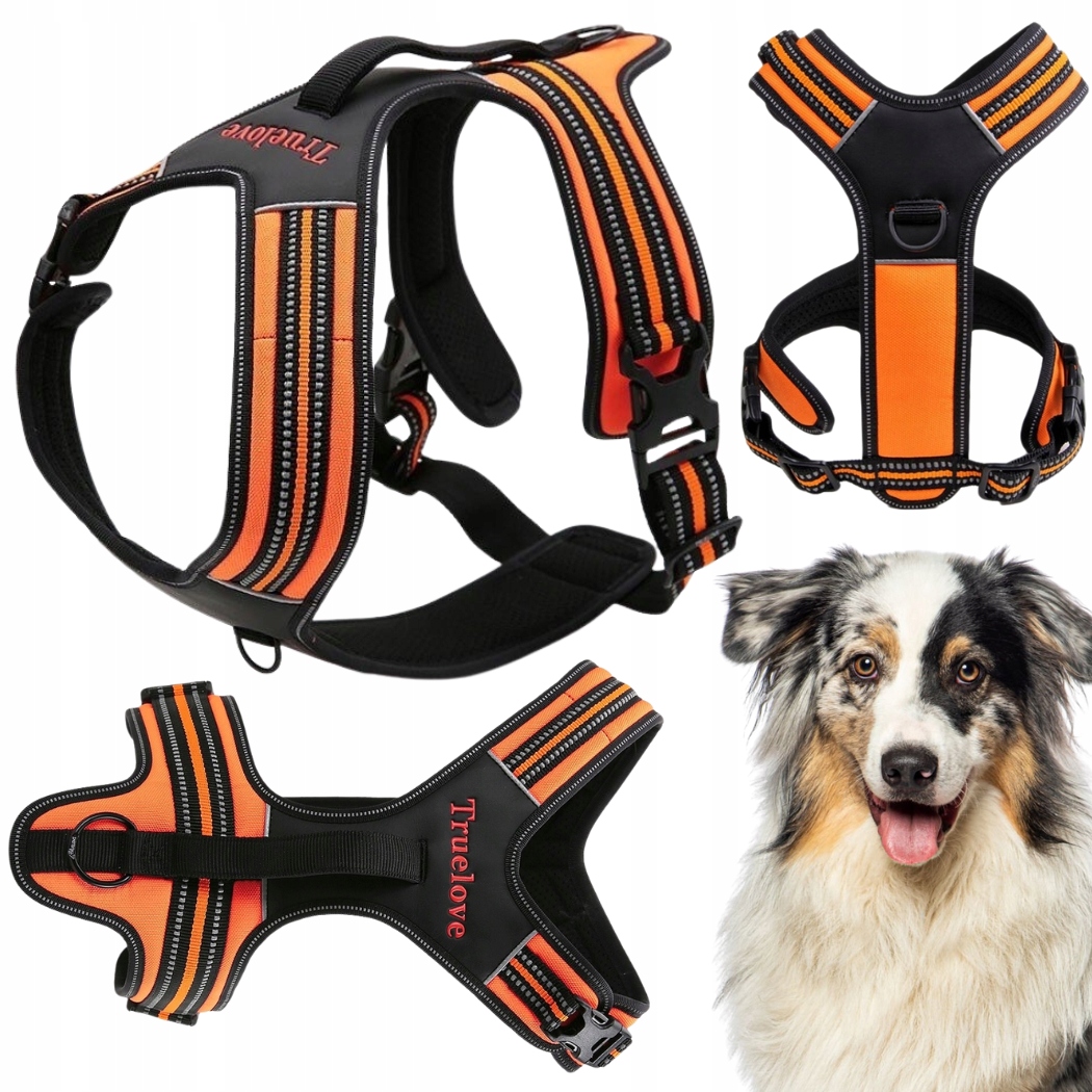 Szelki Dla Psa Easy Walk Mocne Z Rączką Truelove Security Pomarańczowe L