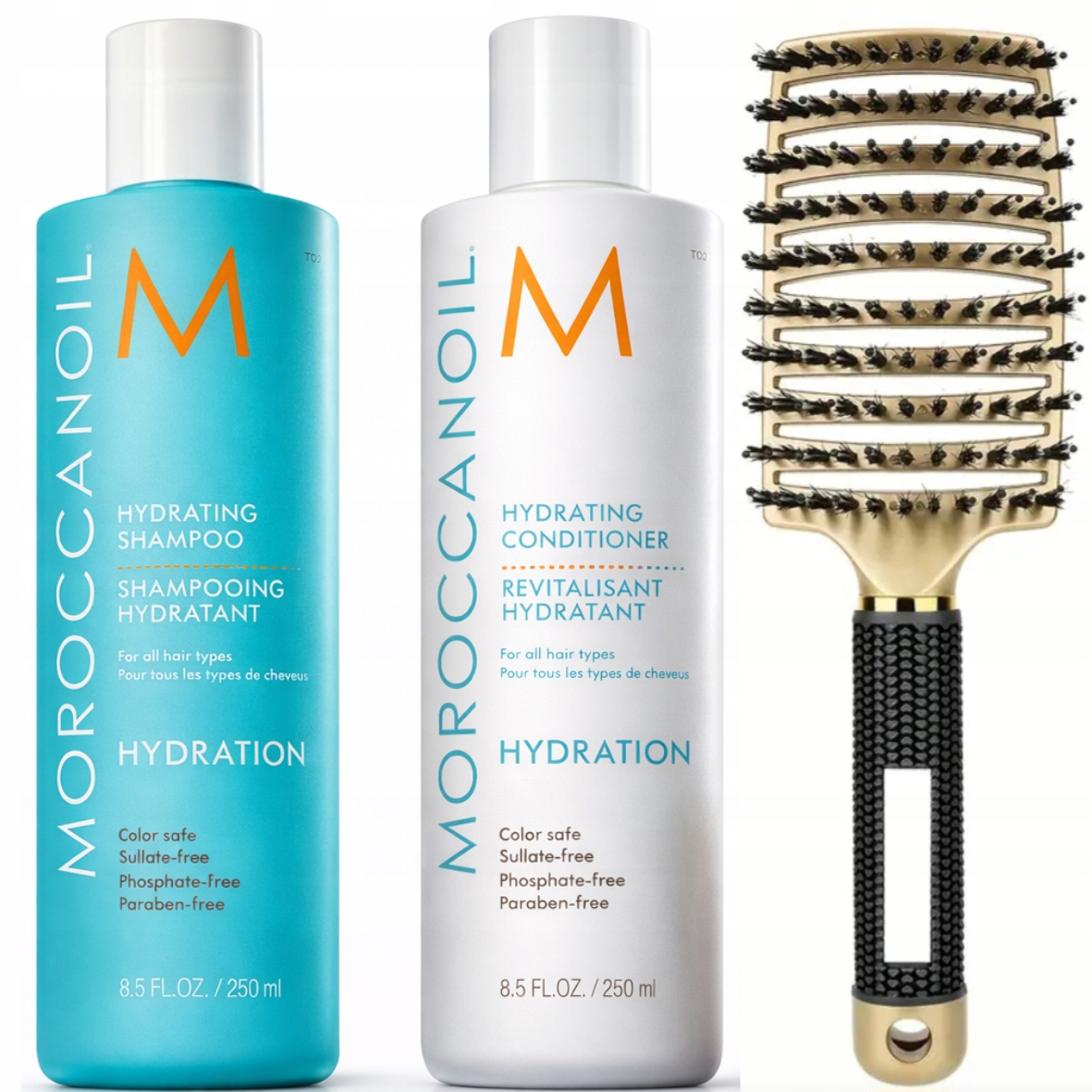 Moroccanoil Zestaw Hydration: Szampon i Odżywka 250ml Złota Szczotka
