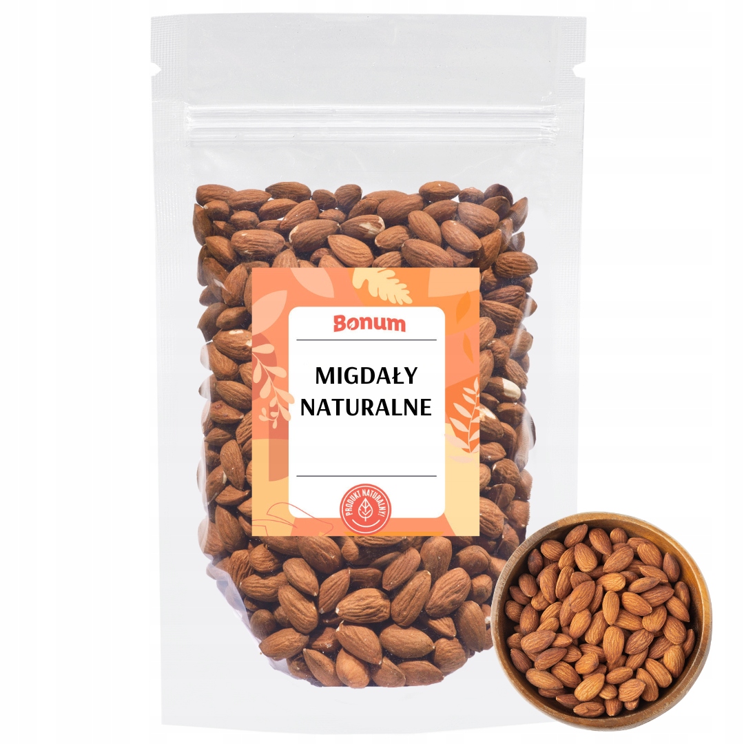 Levně Kalifornské mandle přírodní celé ořechy Sušené Ovoce hnědé 1kg Bonum