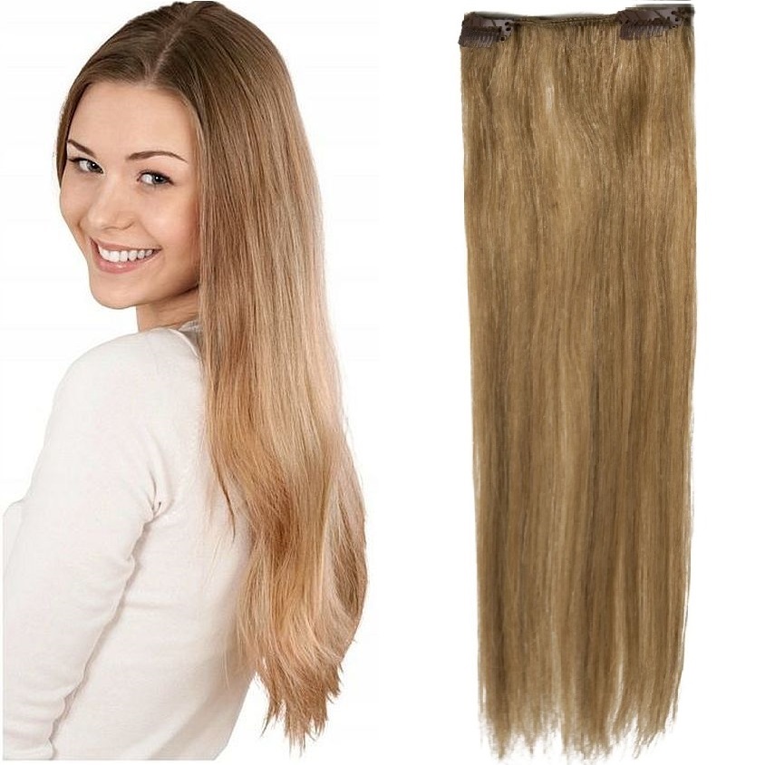 Clip-in Příčesek Do Vlasů 100% Přírodní Páska Dopinka 40 CM teplá blond 14