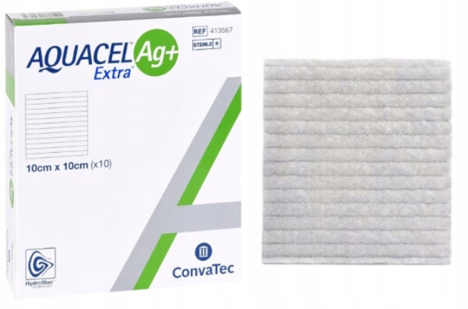 

Opatrunek ze srebrem Aquacel Ag+ Extra 10x10cm 1sz