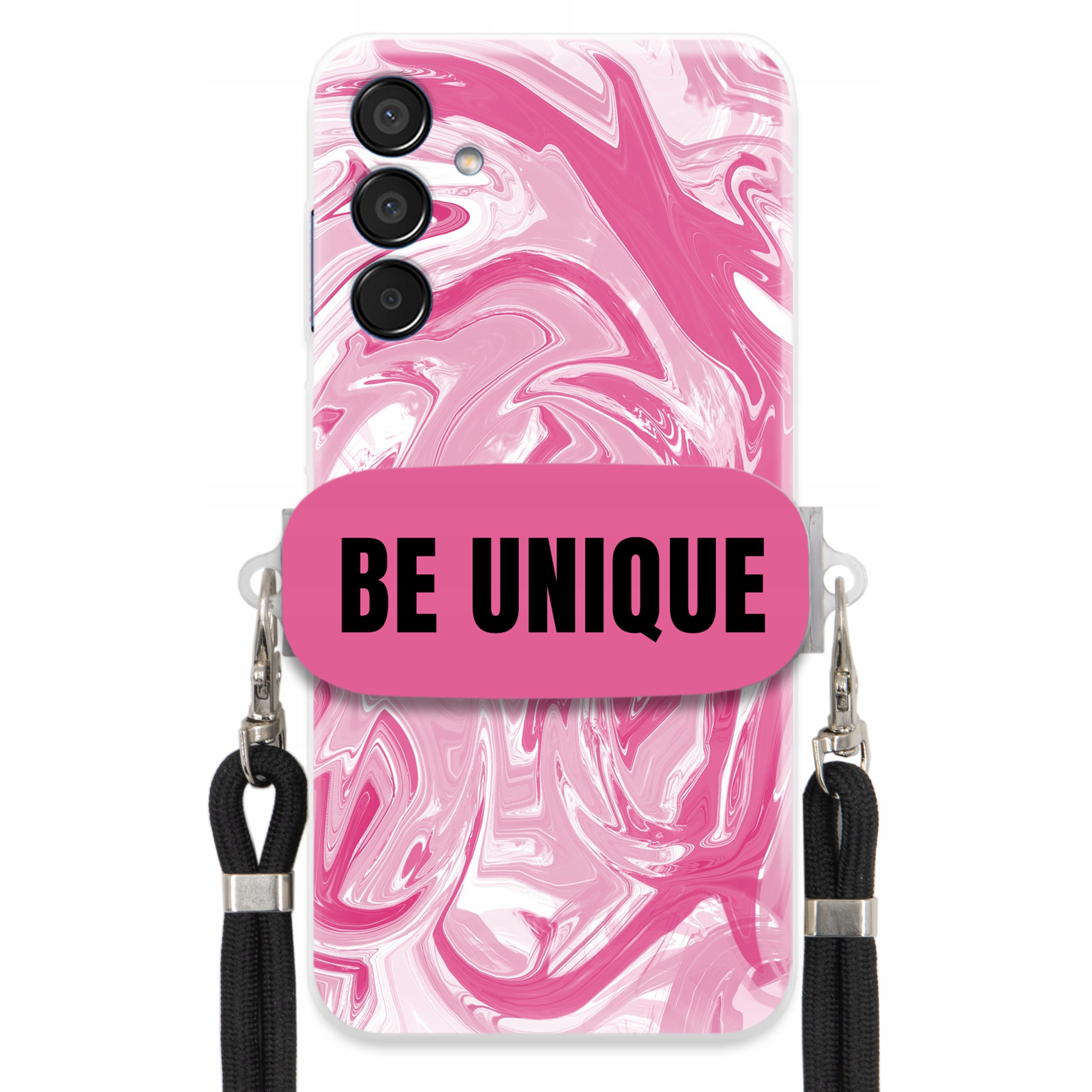 Pouzdro pro Samsung M15 5G úchytka na šňůrku Černá Růžová Mramorová Be Unique