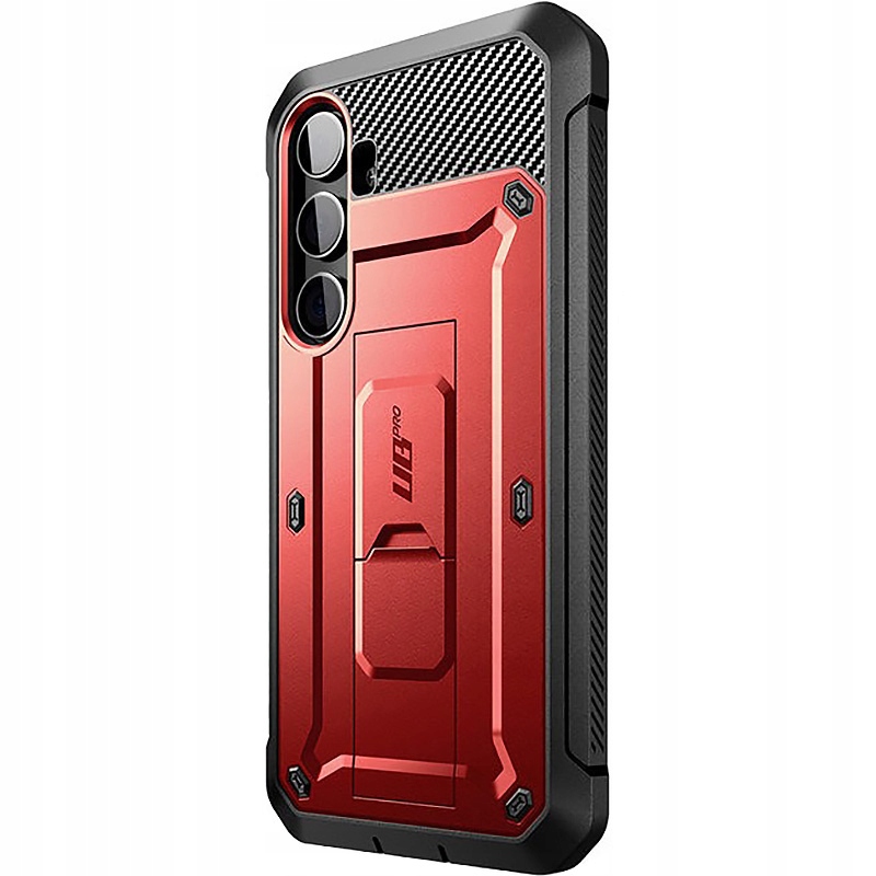 Pouzdro Supcase pro Galaxy S24, přední strana s krytem obrazovky i bez něj, stylové s opěrkou