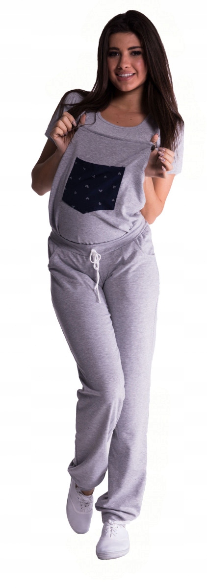 Be MaaMaa Těhotenské teplákové zahradníky šedé