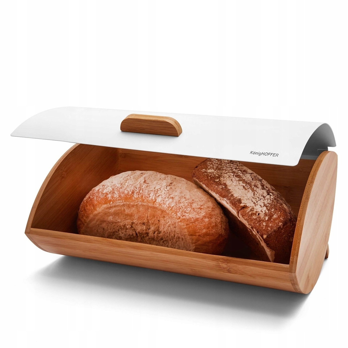 Chlebak Drewniany Biała Pokrywa metalowa pojemnik na chleb pieczywo Cosmic-Zdjęcie-0