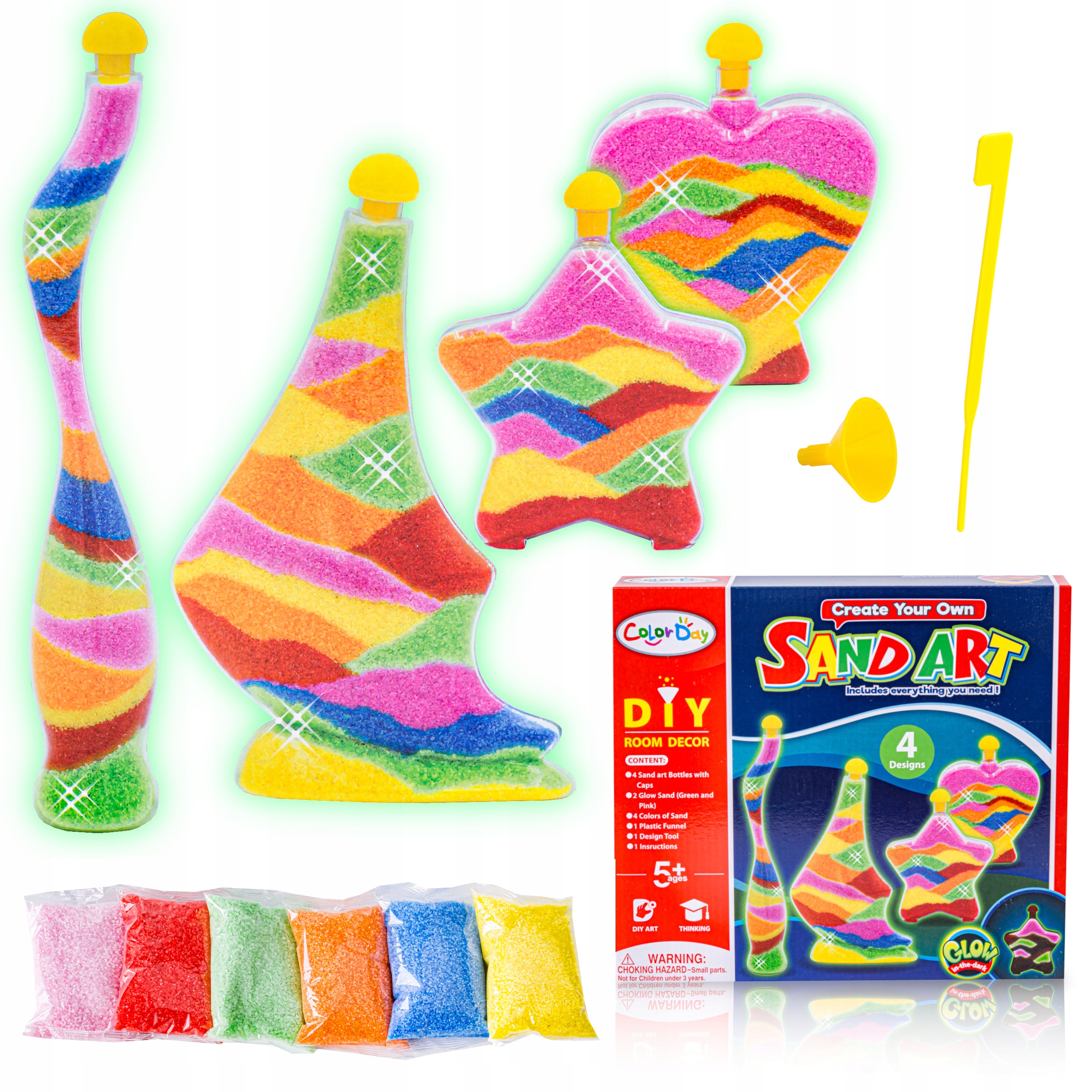 Zestaw Do Wypełniania Zrób To Sam MAGICZNY PIASEK Kolorowe Butelki 3D DIY
