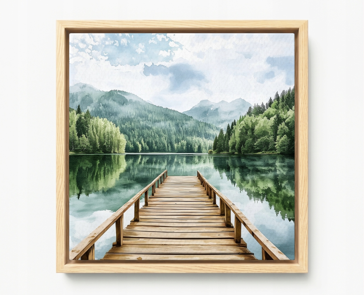 Obraz Rám Americký Box Horská Krajina Příroda Jezero Most Molo 60x60