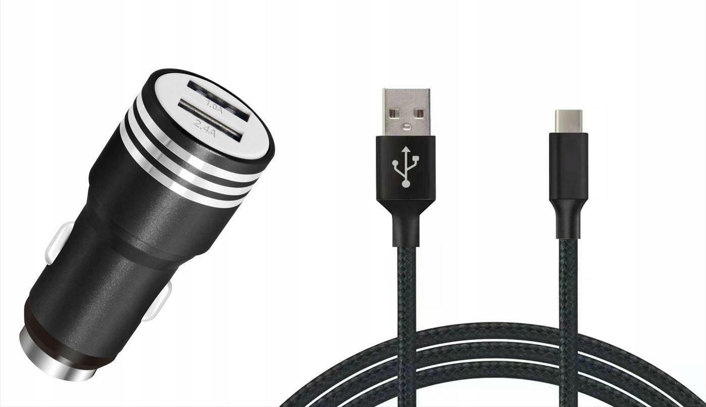

Ładowarka Samochodowa 2xUSB Kabel Usb typ C 2,4A