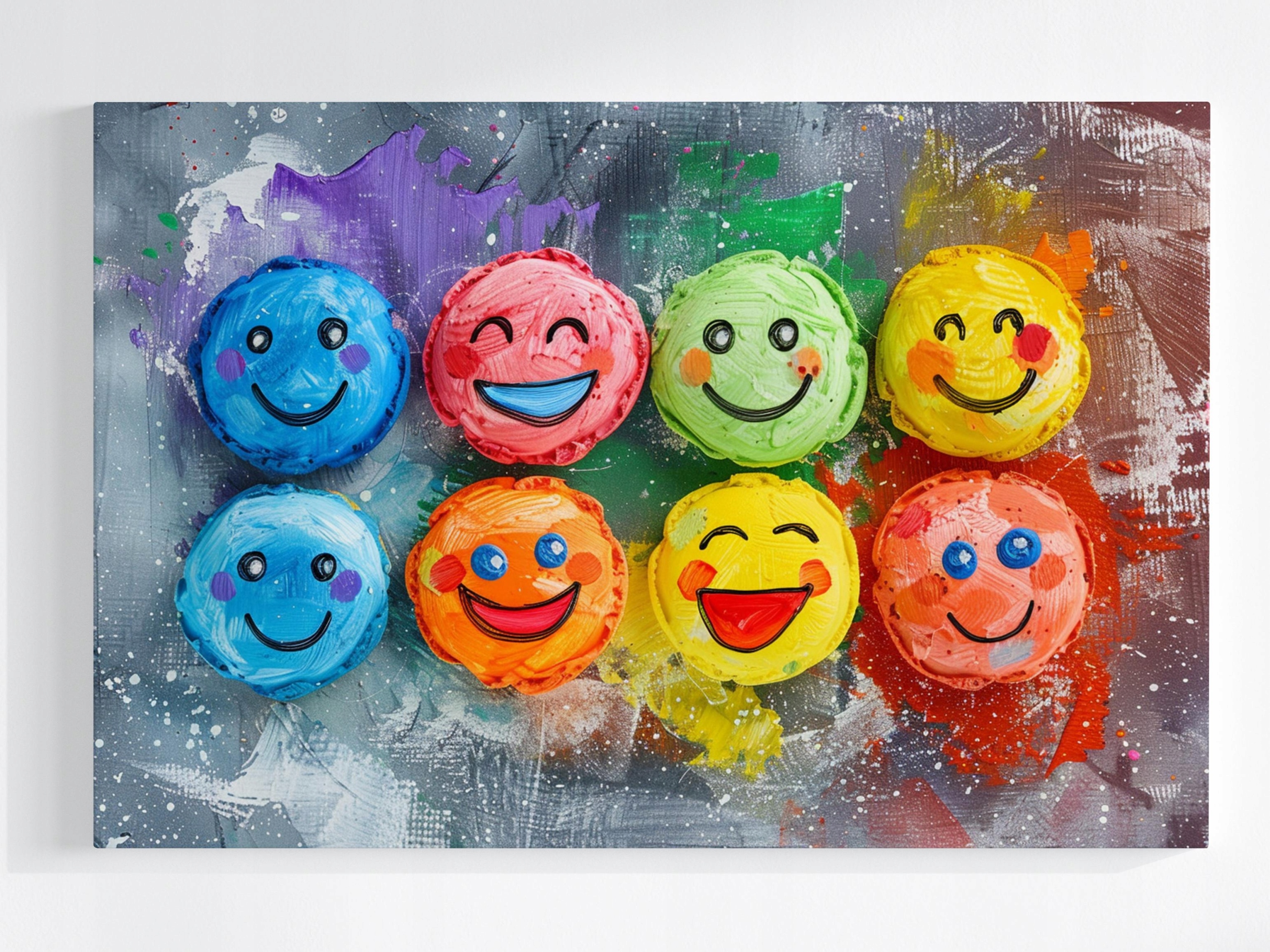 Obraz Na Plátně Canvas Emotikony Smajlíci Tváře Emoce Úsměv Barvy 120x80