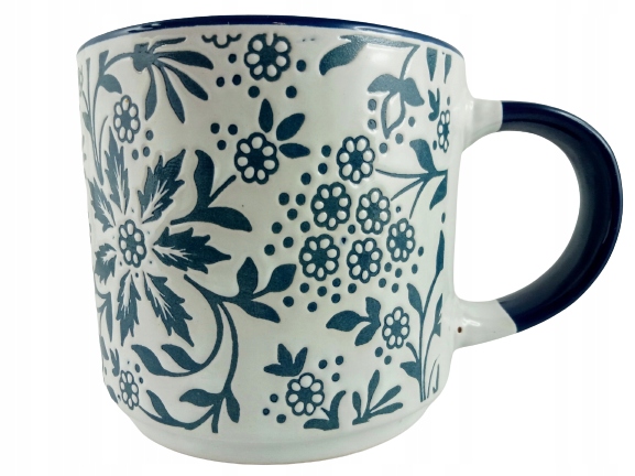 

Kubek Ceramiczny Biało Niebieski Wzór 390ml