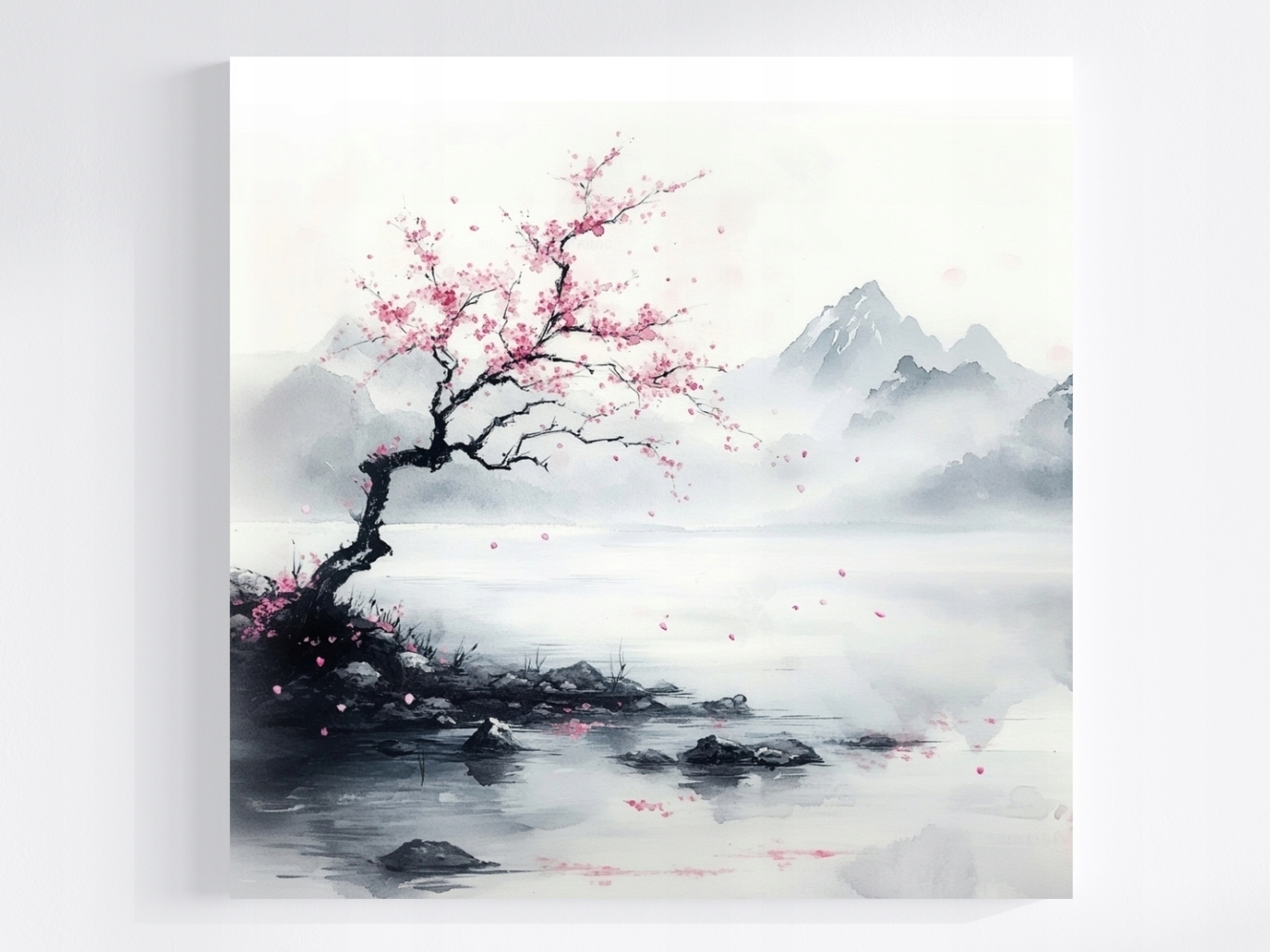 Obraz Na Plátně Canvas Grafika Asie Japonsko Jezero Višeň Sakura 80x80