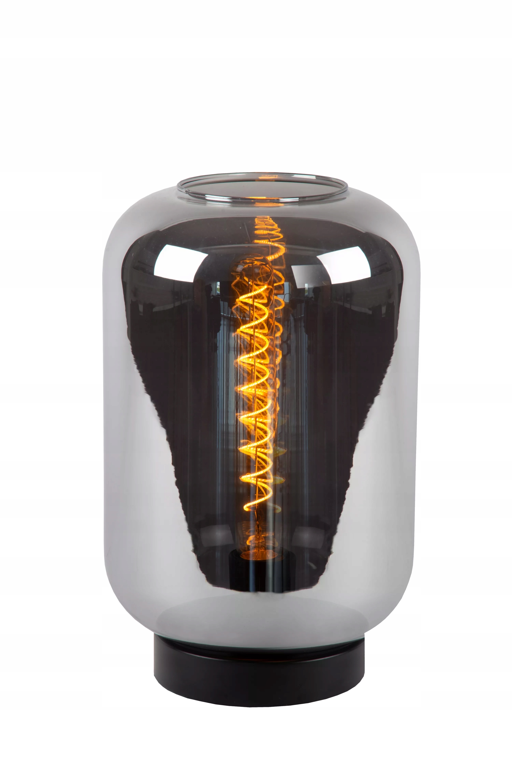 Čierna sklenená lampa s dymovým tienidlom do predsiene a obývačky Lucide