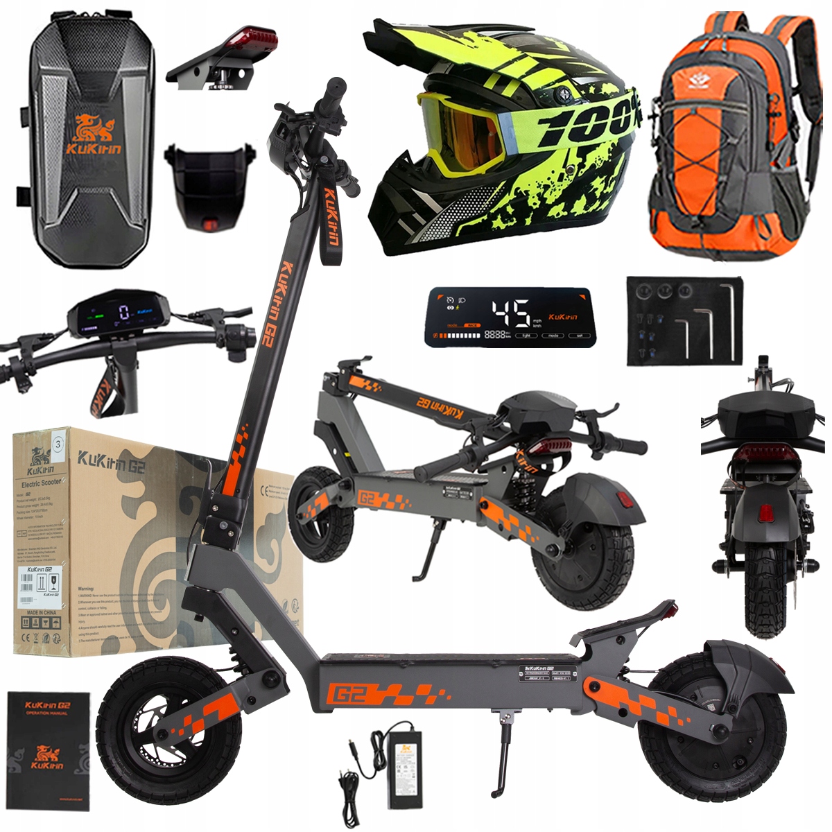 Kukirin G2 2026 Nové skládací elektrické vozidlo 1200W 45KM/H 15Ah 48V 10"