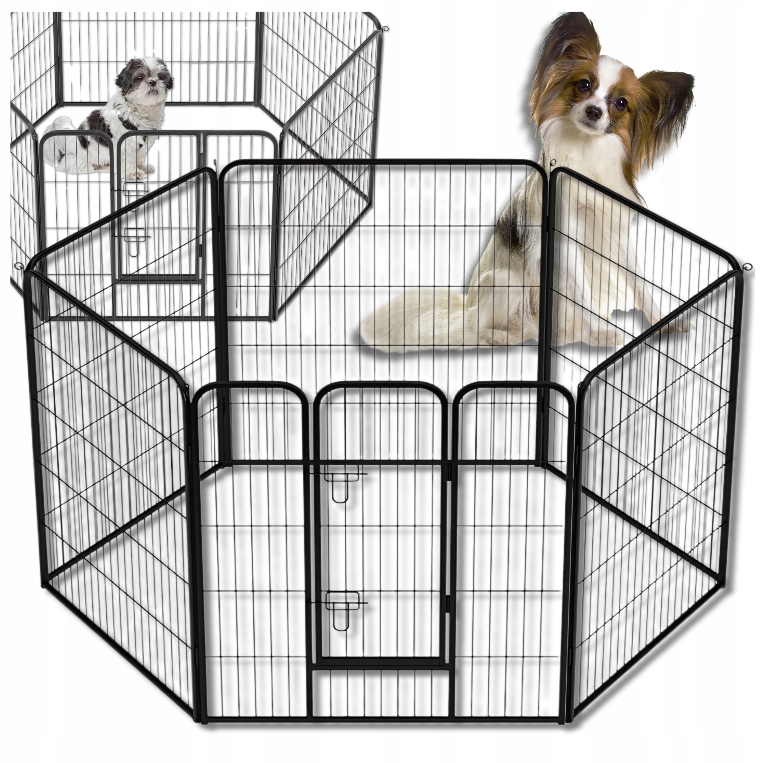 Kojec Klatka Dla Psa Metal Wybieg Królika Modułowa Zagroda 6 Paneli 80cm
