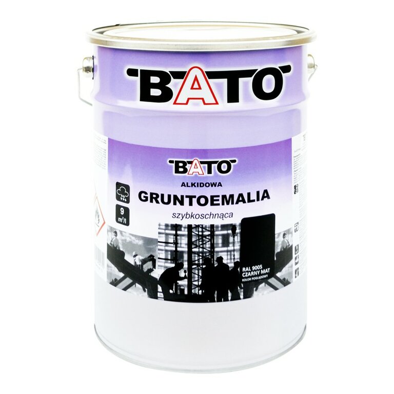 Farba Bato Gruntoemalia alkidowa czarny mat 5 L Ral 9005 Farba do metalu