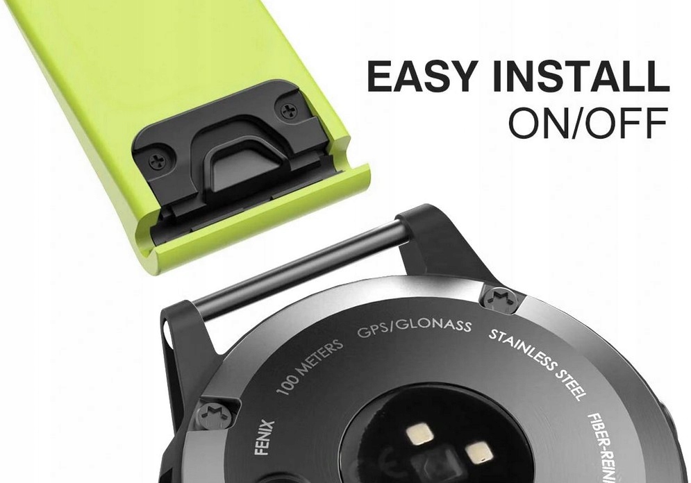 LIMONKOWY Pasek Garmin FENIX 5X PLUS QuickFit Kolor zielony