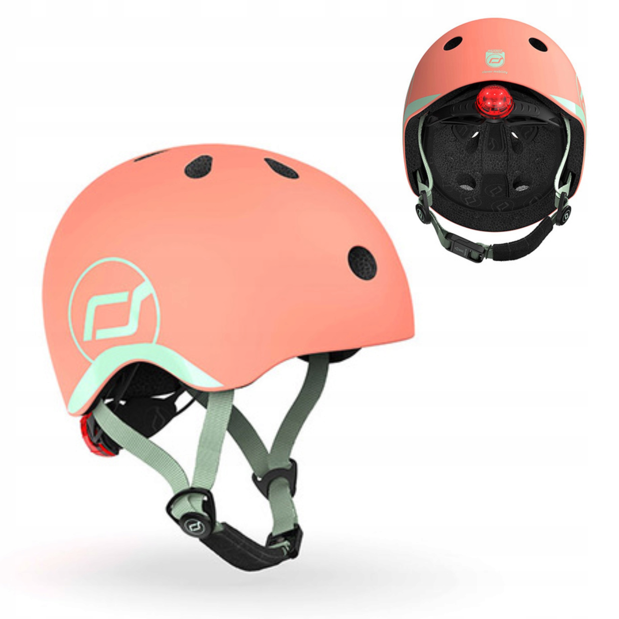 Scoot and Ride Kask dla dzieci Xxs-s z Lampką Led 45-51 cm Peach 1-5 lat