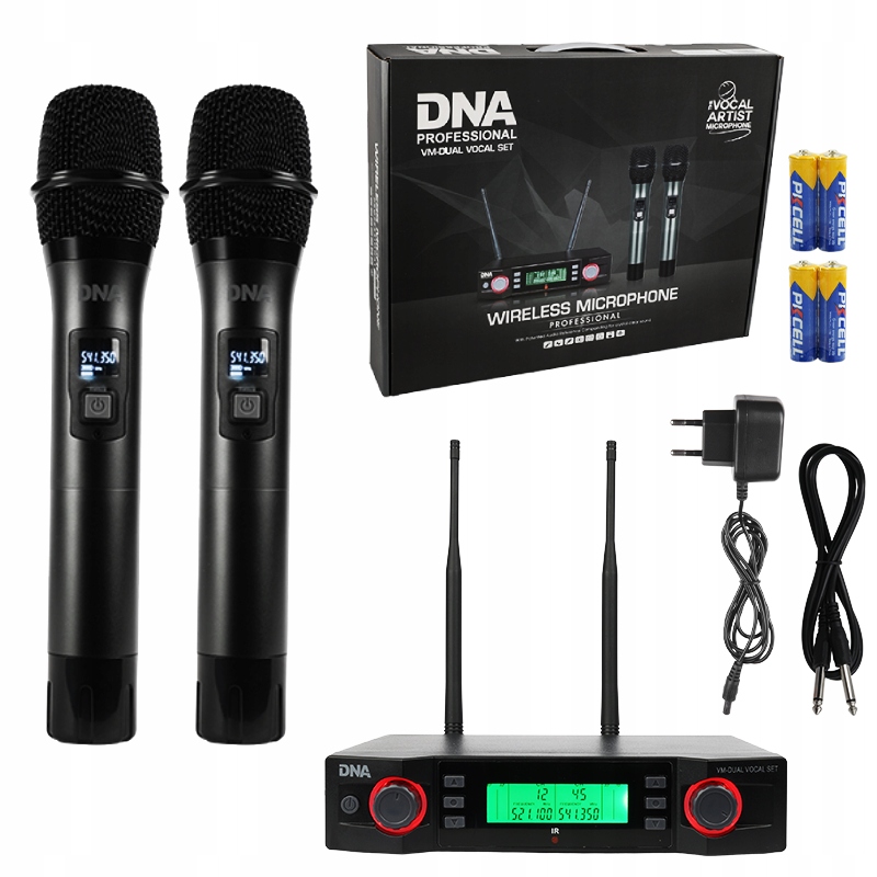 Mikrofon Bezprzewodowy Do Ręki Zestaw 2 Sztuk Karaoke Odbiornik Dna Dua