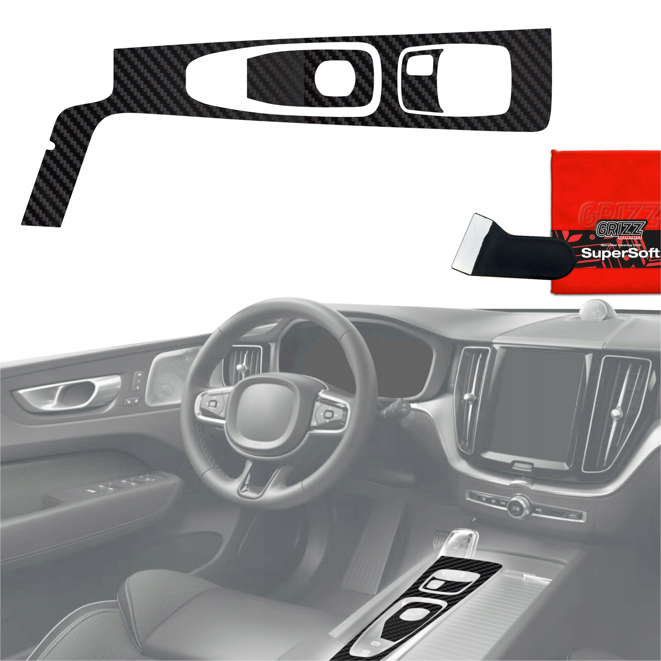 Fólie do interiéru Volvo XC60 B5 (2021-2022) 3v1 Karbonová Antiotisková