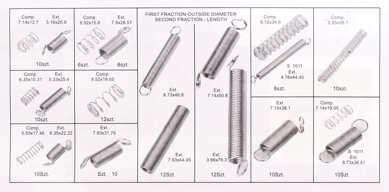 SPRĘŻYNKI RÓŻNE ROZMIARY 200 SZT. SPRĘŻYNKA MIX Kod producenta FT0212