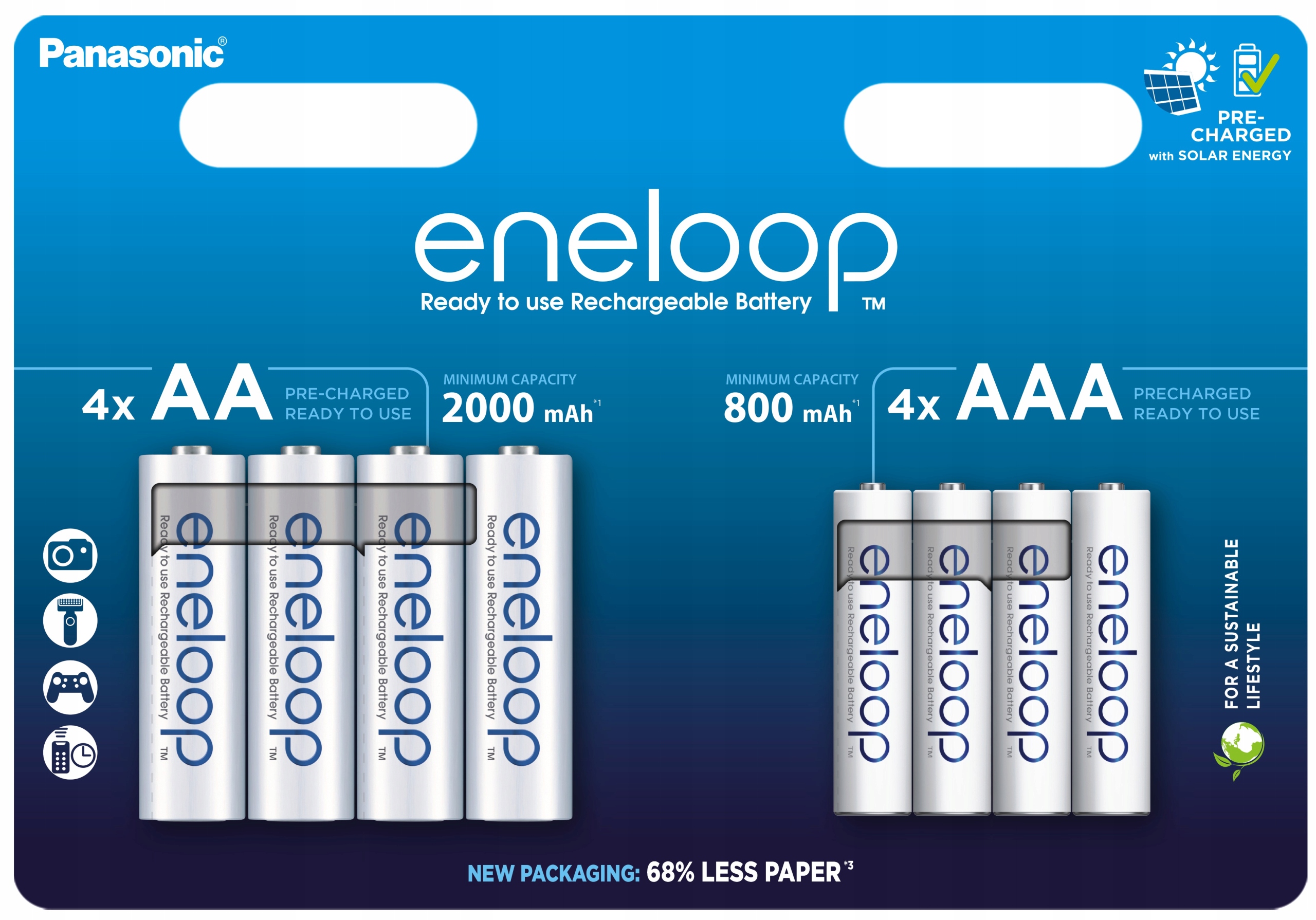 Akumulátory MIX 4 x R6/AA 4 x R03/AAA Panasonic Eneloop BK-KJMCDE44E 8BE