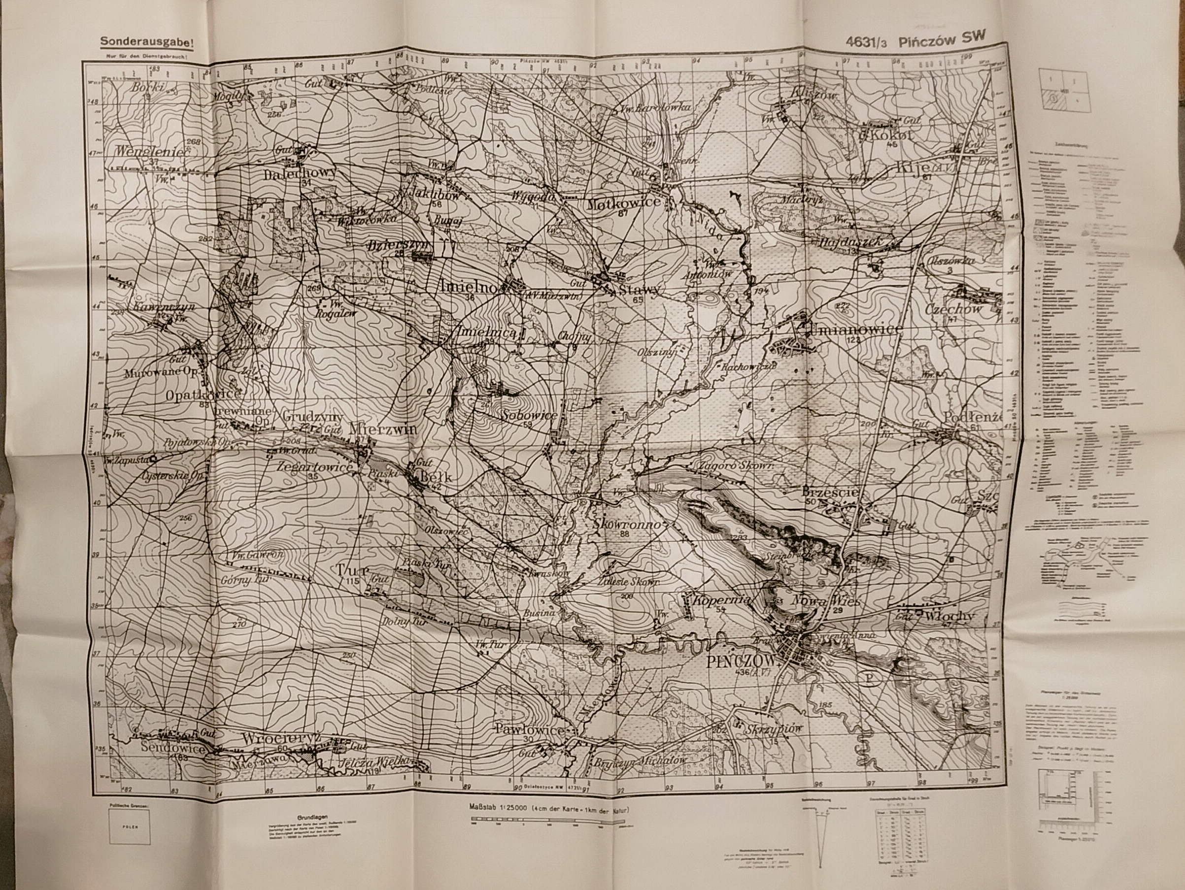PIŃCZÓW SW– NIEMIECKA MAPA 1: 25 000 – 1941