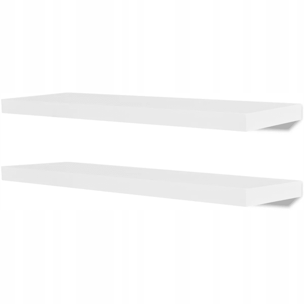 Sada 2 bílých polic Mdf, 80x20x3,8 cm, matný povrch