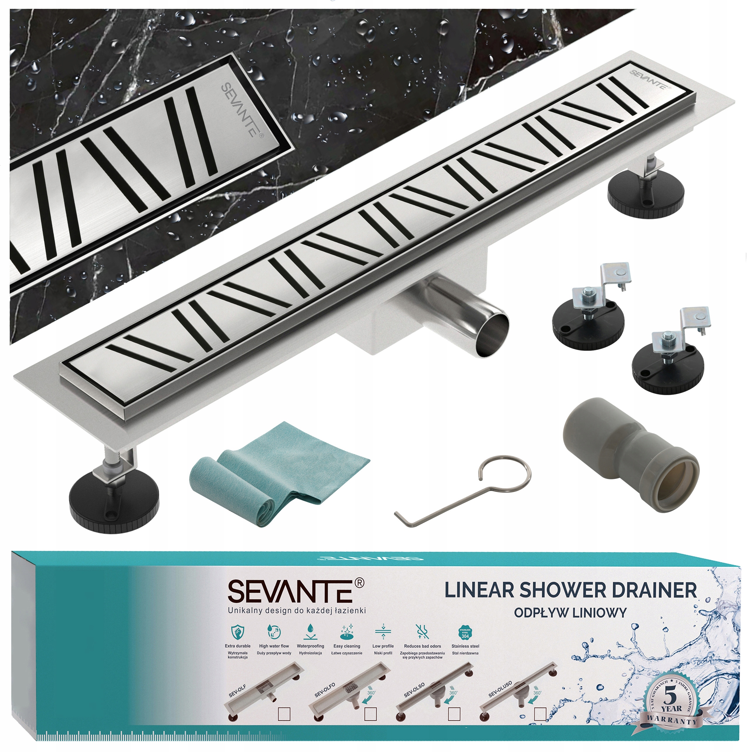 Lineárny odtok s maskovačom 90 cm Flat inox oceľ 304 s vysokou priepustnosťou